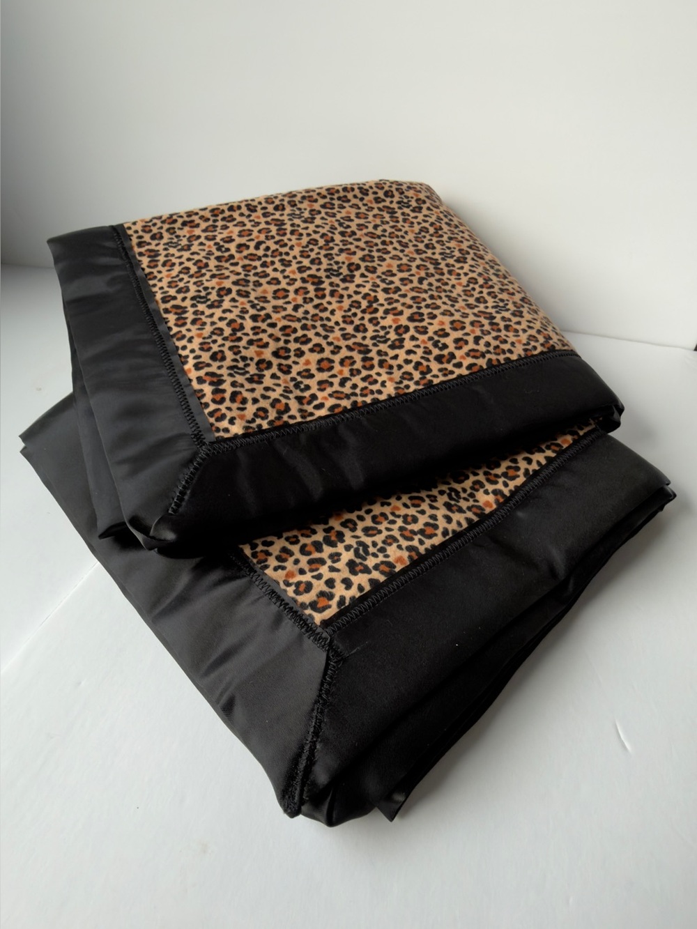 Handmade: Quilted Leopard Print Flannel Blanket with Satin Binding